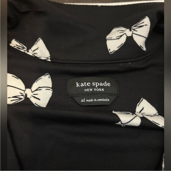 Kate Spade Bow Pajama Top Black Top XL - Picture 2 of 8